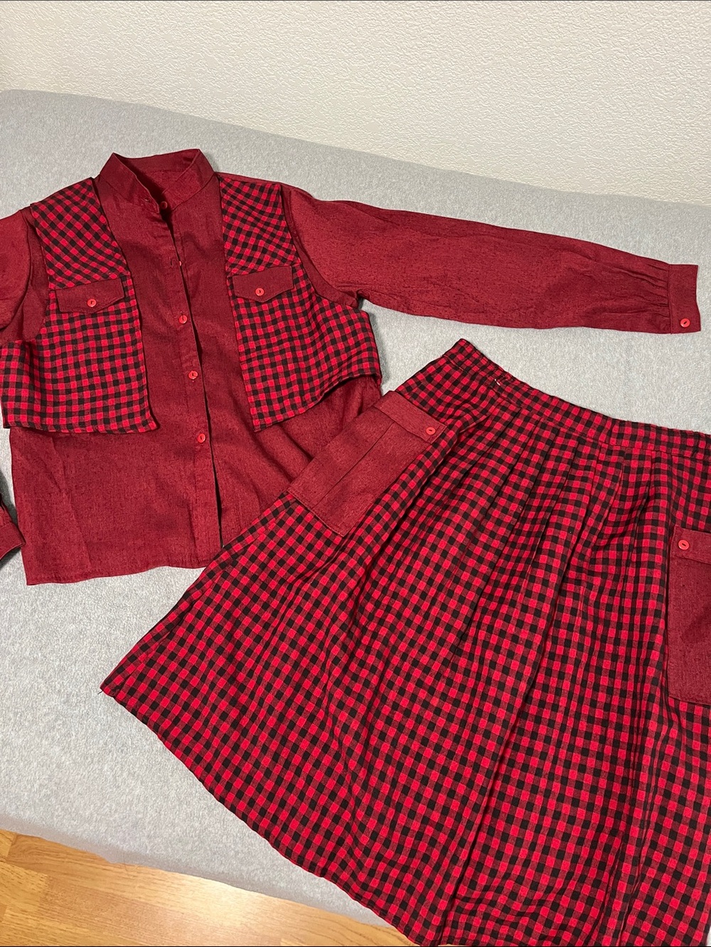 Vintage Gingham Skirt Set Small Petite Academia Preppy Indie Twee Grunge